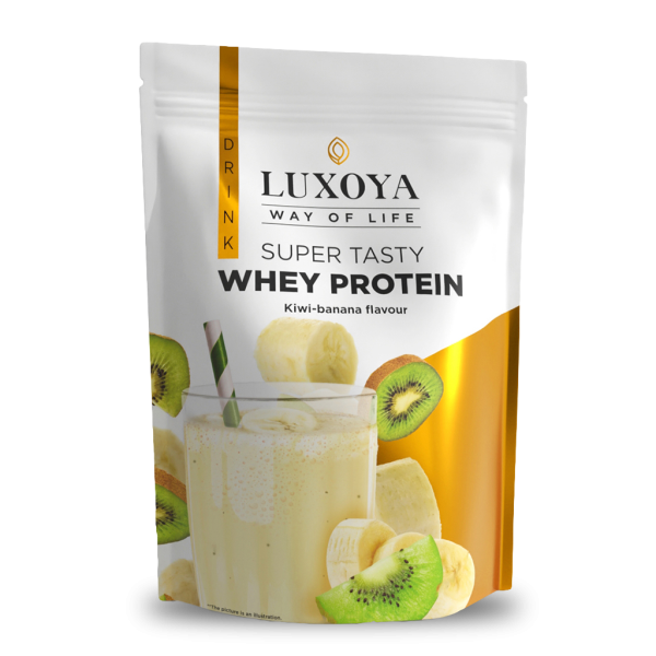 SUPER TASTY WHEY PROTEIN - PRÉMIUM TEJSAVÓ FEHÉRJE ITALPOR 450 g DOY - Kivi-banán ízű