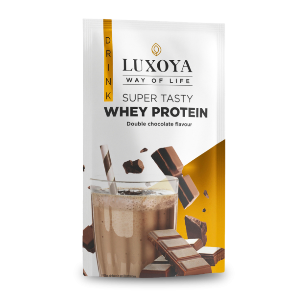 SUPER TASTY WHEY PROTEIN - PRÉMIUM TEJSAVÓ FEHÉRJE ITALPOR 30 g - Dupla csokoládé ízű - VALÓDI CSOKIDARABOKKAL!