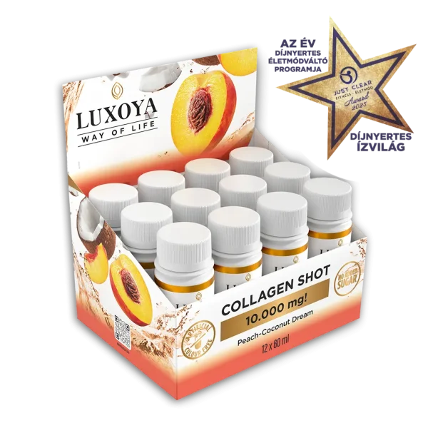 COLLAGEN SHOT 10.000 mg FOLYÉKONY KOLLAGÉN 12x60 ml gyűjtődoboz - Őszibarack-kókusz ízű