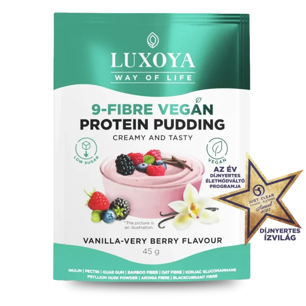 9-FIBRE VEGAN PROTEIN PUDDING - VEGÁN FEHÉRJÉT TARTALMAZÓ ROSTPUDING 9 FÉLE NÖVÉNYI ROSTTAL 45 g - Vanília-erdei gyümölcs ízű