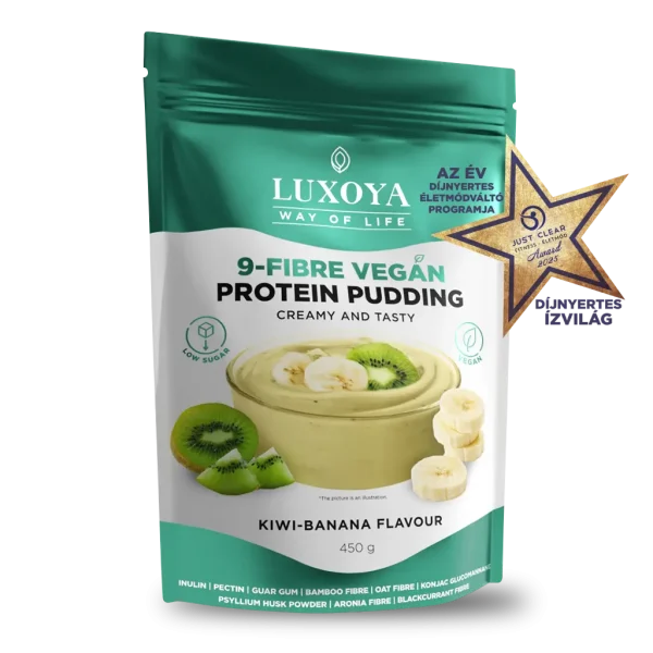9-FIBRE VEGAN PROTEIN PUDDING - VEGÁN FEHÉRJÉT TARTALMAZÓ ROSTPUDING 9 FÉLE NÖVÉNYI ROSTTAL 450 g - Kivi-banán ízű