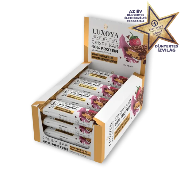 CRISPY BAR 40% PROTEIN ROPPANÓS FEHÉRJESZELETEK 12x45 g - Eper ízű