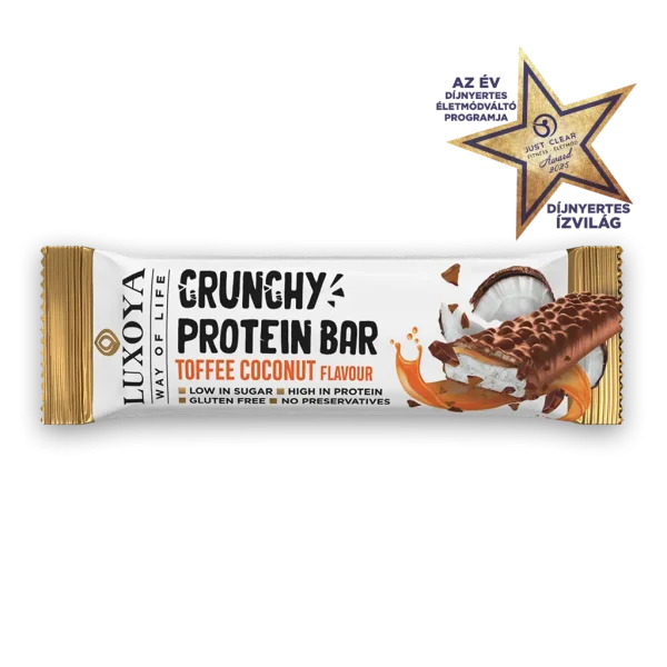 CRUNCHY PROTEIN BAR - ROPPANÓS FEHÉRJESZELET 45g - Karamella Kókusz ízű