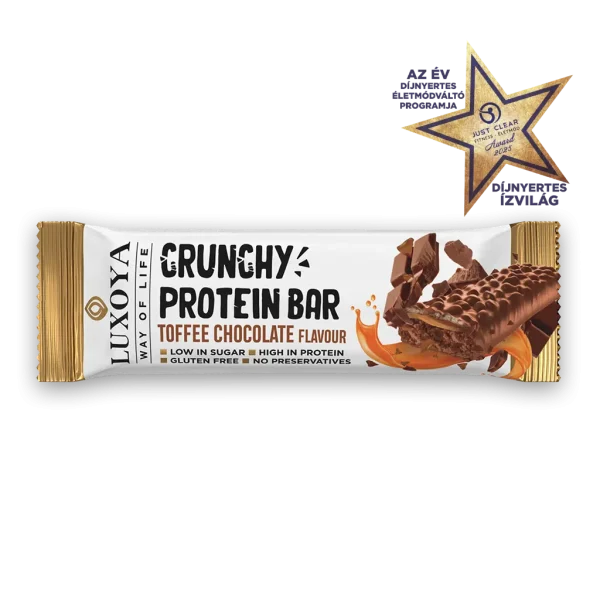CRUNCHY PROTEIN BAR - ROPPANÓS FEHÉRJESZELET 45g - Karamella Csokoládé ízű