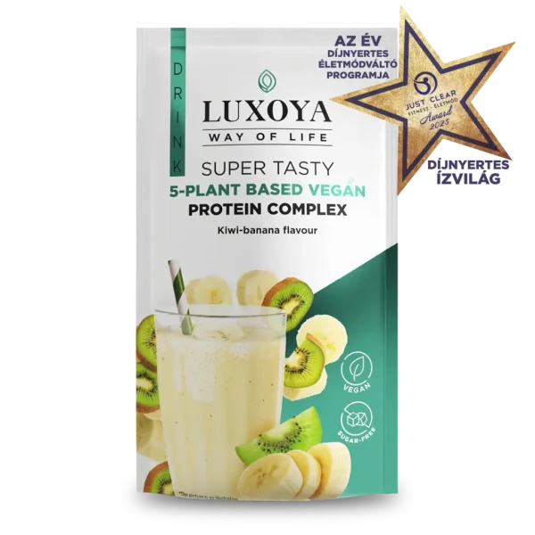 SUPER TASTY 5-PLANT BASED VEGAN PROTEIN COMPLEX - 5 FÉLE NÖVÉNYI FEHÉRJEFORRÁST TARTALMAZÓ VEGÁN FEHÉRJE ITALPOR 30 g - Kivi-banán ízű