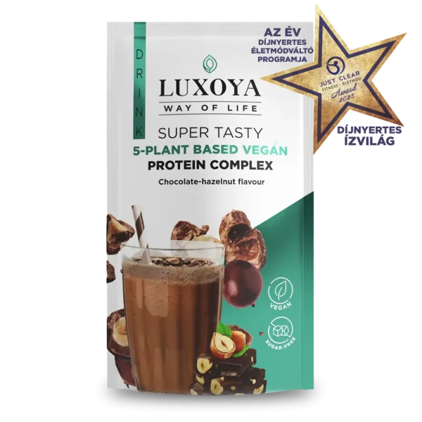 SUPER TASTY 5-PLANT BASED VEGAN PROTEIN COMPLEX - 5 FÉLE NÖVÉNYI FEHÉRJEFORRÁST TARTALMAZÓ VEGÁN FEHÉRJE ITALPOR 30 g - Csokoládé-mogyoró ízű