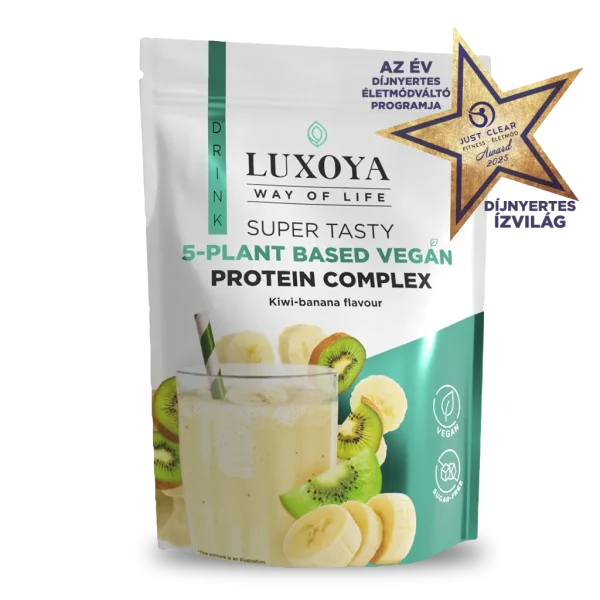 SUPER TASTY 5-PLANT BASED VEGAN PROTEIN COMPLEX - 5 FÉLE NÖVÉNYI FEHÉRJEFORRÁST TARTALMAZÓ VEGÁN FEHÉRJE ITALPOR 450 g - Kivi-banán ízű