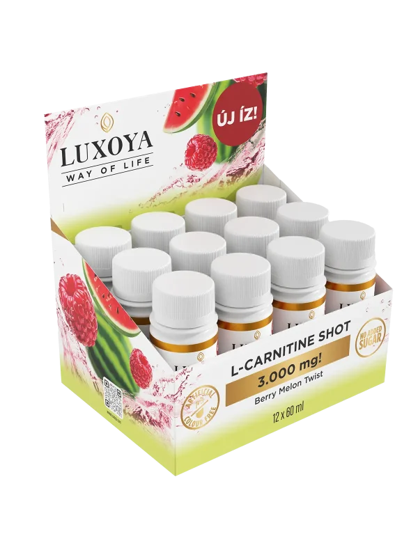L-CARNITINE SHOT 3.000 mg FOLYÉKONY L-KARNITIN 12x60 ml gyűjtődőboz - Görögdinnye-málna ízű